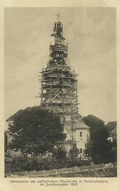 The renovation of the church tower from 1913