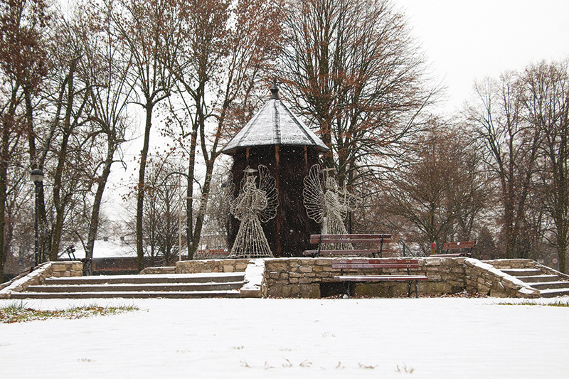 Park na Placu Piłsudskiego zimą - teżnia