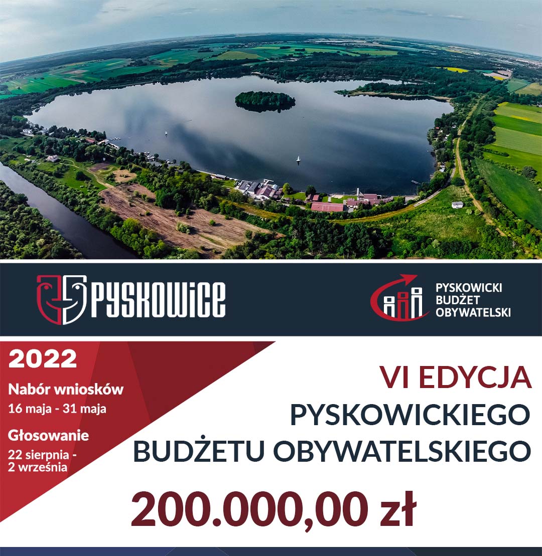 Plakat informacyjny Pyskowickiego Budżetu Obywatelskiego