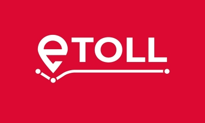 Logo E-toll - na czerwonym tle biały napis - e-toll