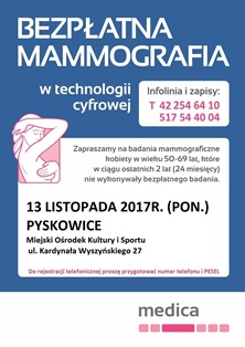 Bezpłatna mammografia - plakat