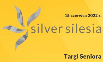 Na żótym tle listek, obok napis Targi Seniorów Silver Silesia, 15 czerwiec 2022