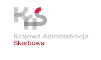 Logo Krajowej Administracji Skarbowej - na białym tle szary napis tej treści i skrót KAS 